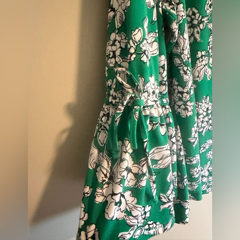 Liz Claiborne Emerald Green Floral Long Bell Sleeve Tunic peasant blouse size XL - Picture 6 of 8